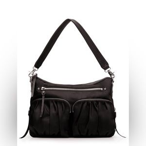 MZ Wallace Moto Hayley Black Bedford Nylon with Silver Hardware